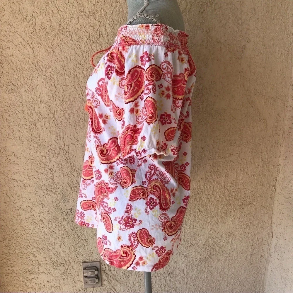 On or Off The Shoulder Top‎ Paisley Print Cotton M